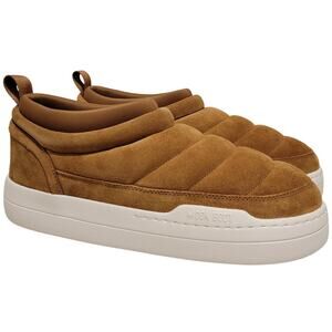 Moon Boot Men Park Soft Suede Chunky Sneakers Size US 10.5 M008 Cognac Brown